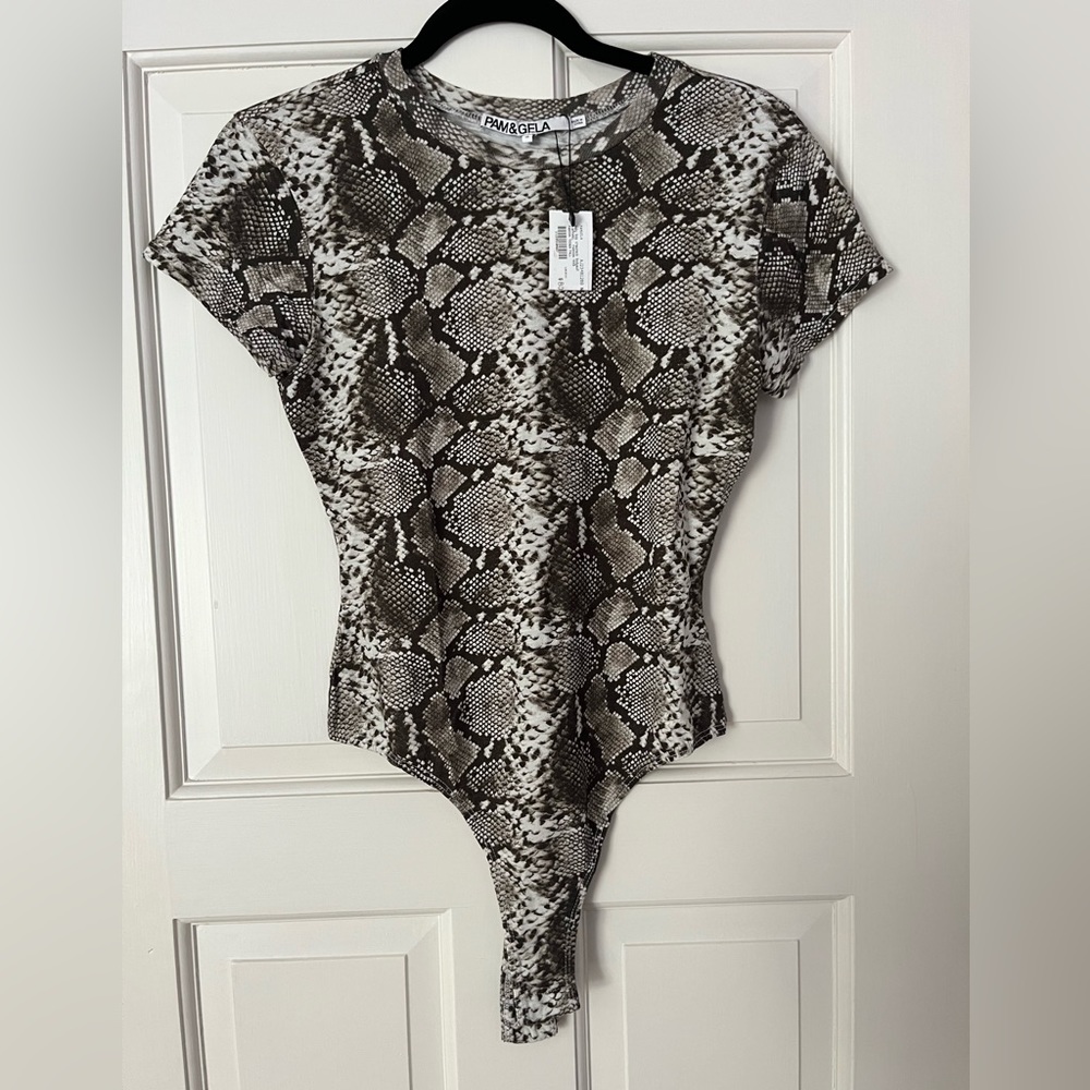 NWT Pam & Gela snakeskin bodysuit